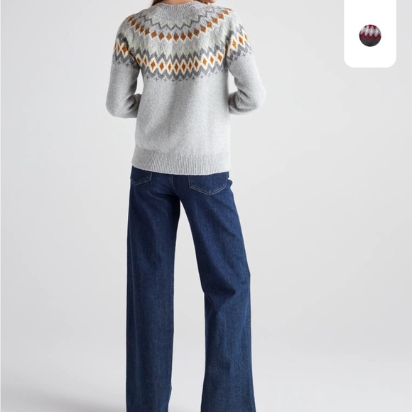 Lucky Brand Fair Isle Knit Sweater Gray Nordic Cozy Crewneck Size L - Picture 3 of 7